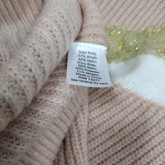 Metallic Pink Sweater Knit Colorblock Women’s Size L Boho Long Sleeve Rare Find - Picture 7 of 11